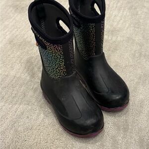 Bogs Black Boots with Purple Soles
